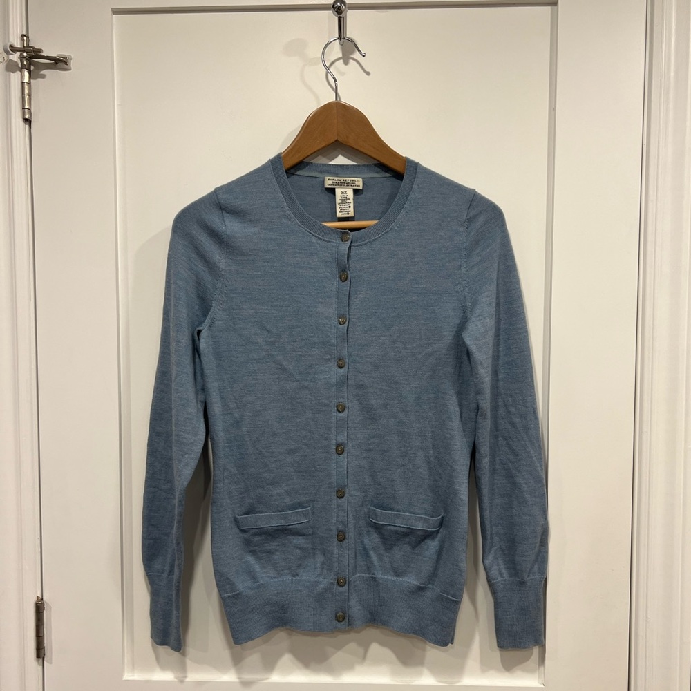 Banana Republic Light Blue Cardigan, Extra Fine Merino